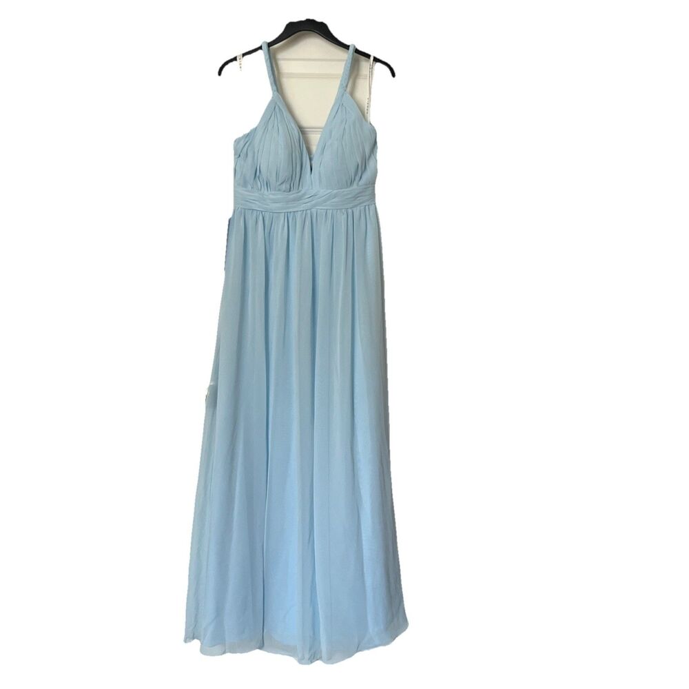 Azazie Sky Blue Size C 6/8 Braided Strap Maxi Dress Bridesmaid Prom Occasion